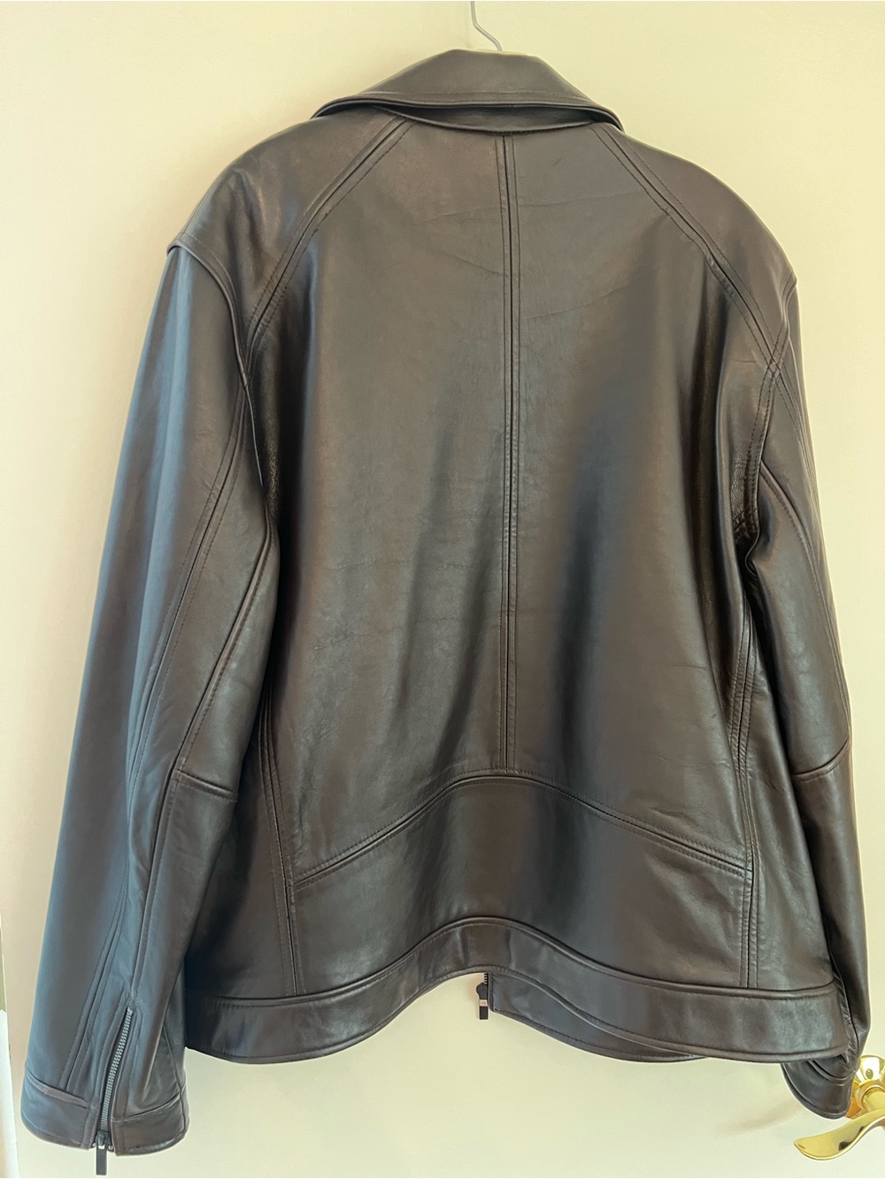 Calvin Klein Men's Dark Brown Leather Bomber Jacket - Picture 2 of 8